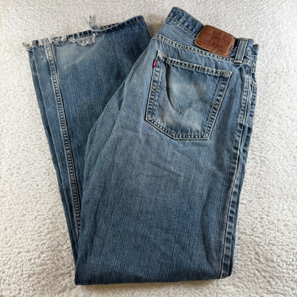 Levi's 527 Low Boot Cut Jeans Mens 36x34 Blue Vintage Distressed Denim Western